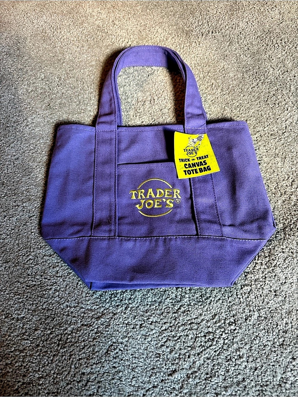 Trader Joe's Trick-or-Treat Canvas Tote Bag Purple NWT Canvas Tote Bag